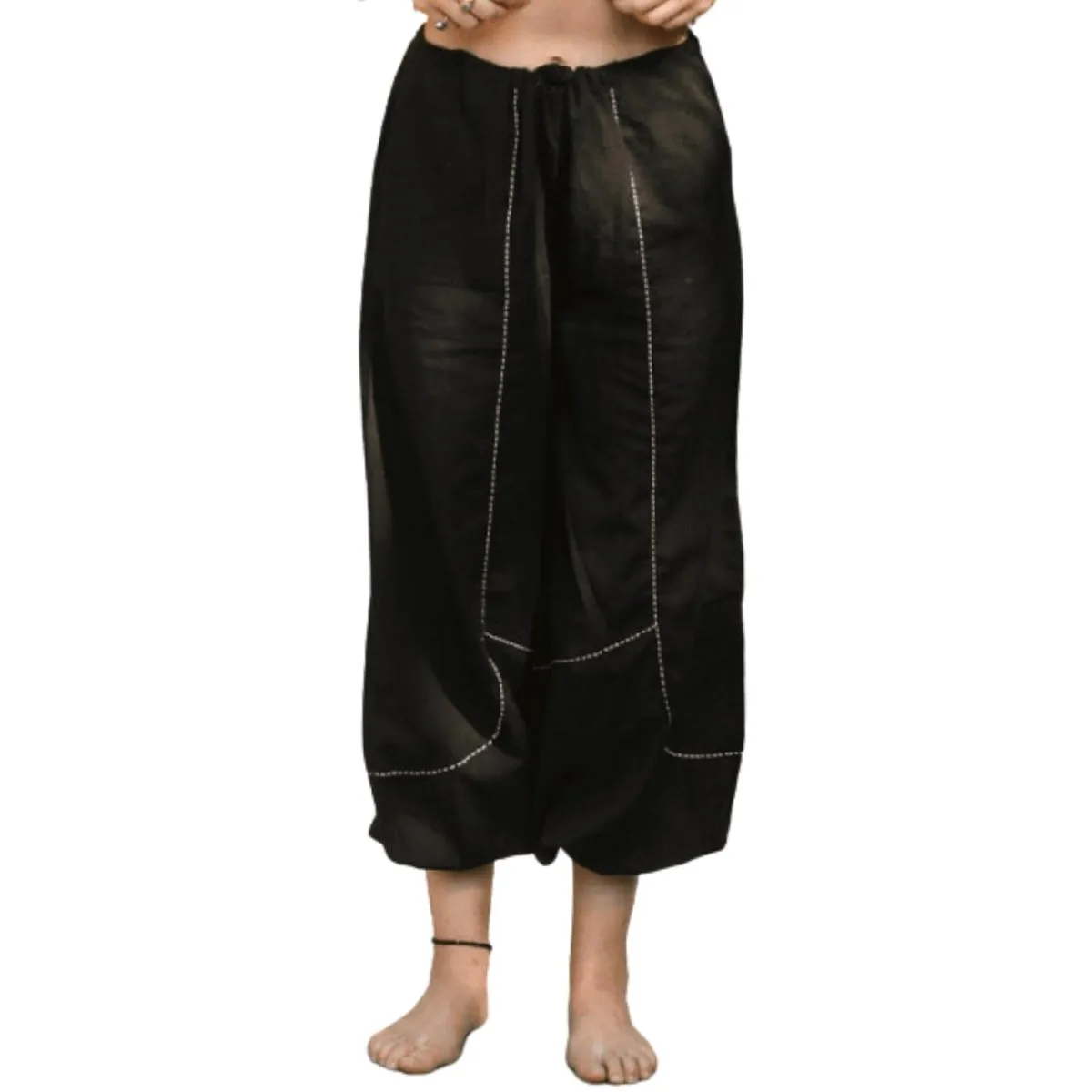 Natural Cotton Harem Pants in Black