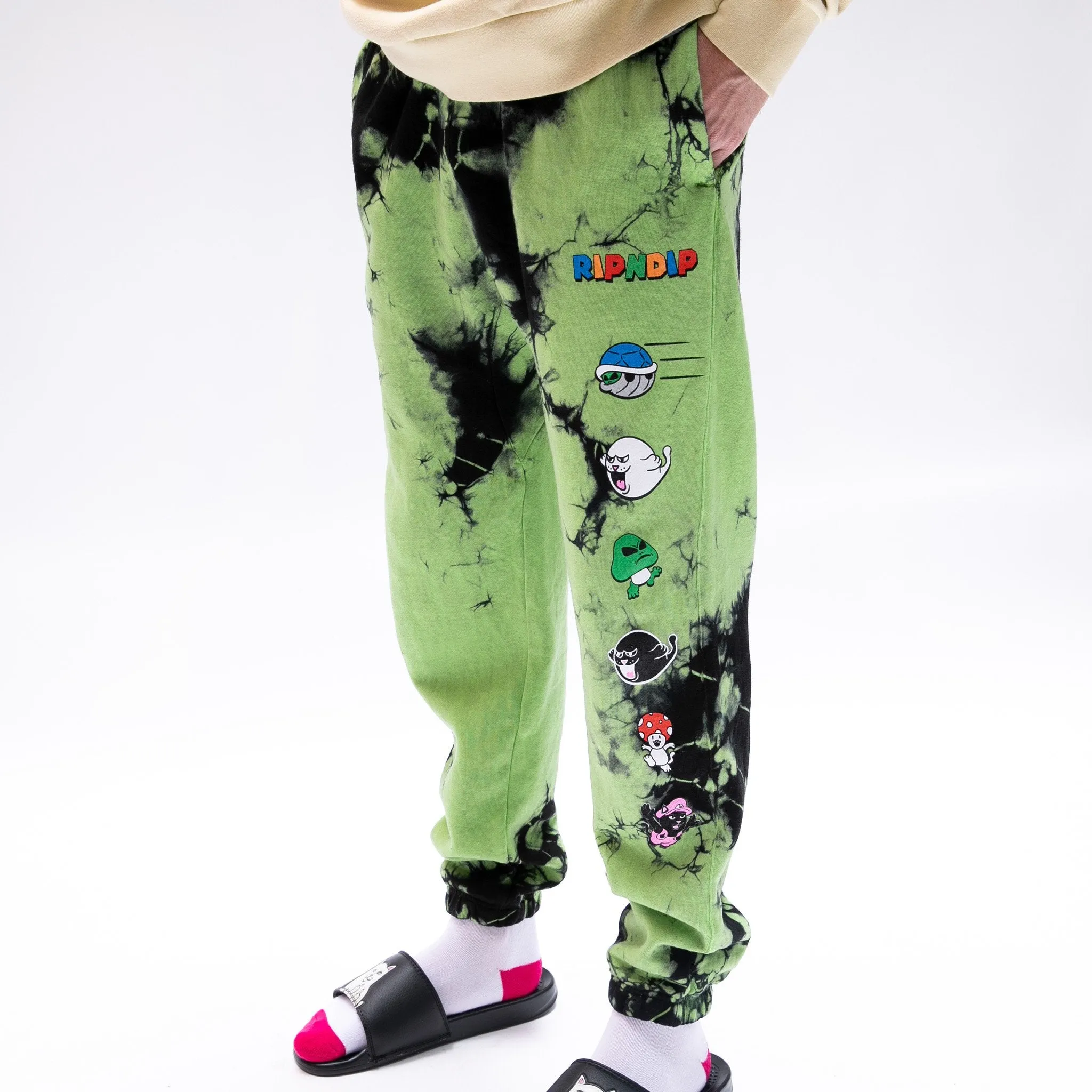 Nermio Sweat Pants (Black / Green Lightning Wash)