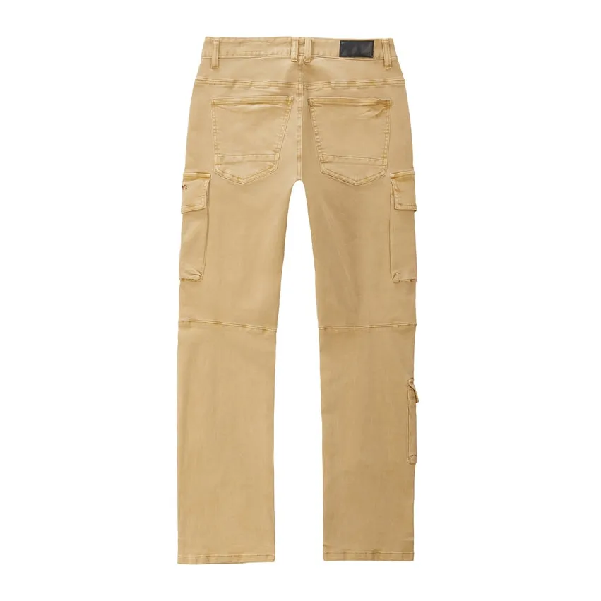 Outdoor Color Denim Cargo Pants - Khaki