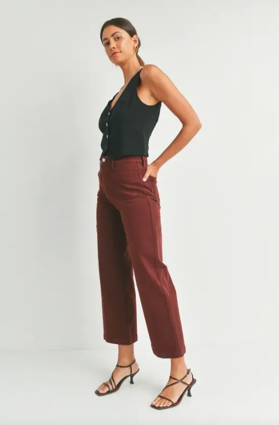 Patch Pocket Wide Leg | Garnet