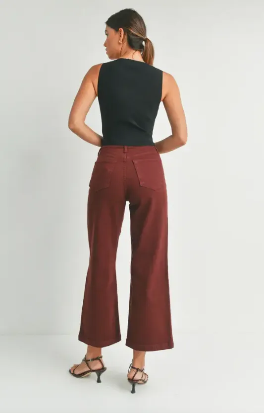 Patch Pocket Wide Leg | Garnet