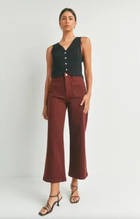 Patch Pocket Wide Leg | Garnet