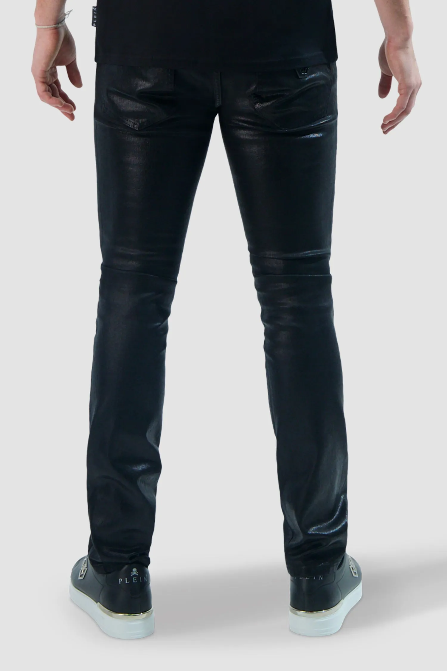 Philipp Plein Black Denim Biker Fit Trousers