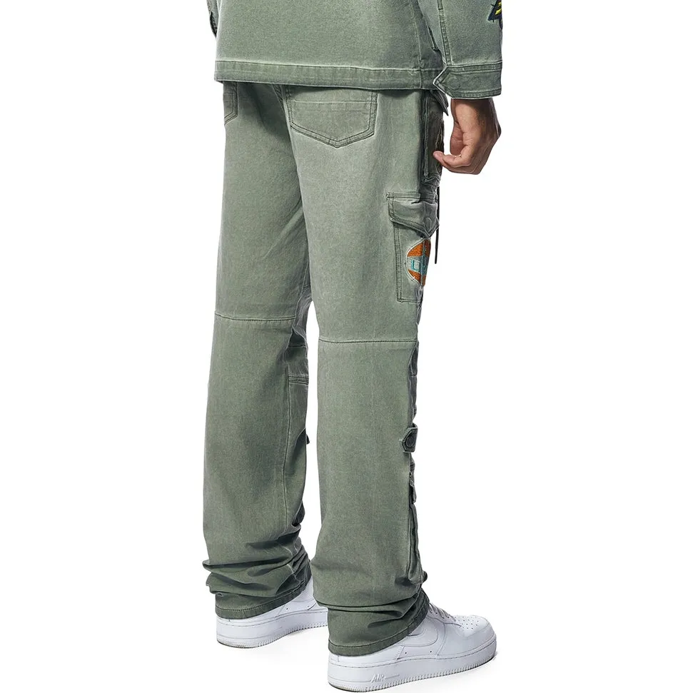 Pigment Dyed Multi Cargo Pants - Vintage Army