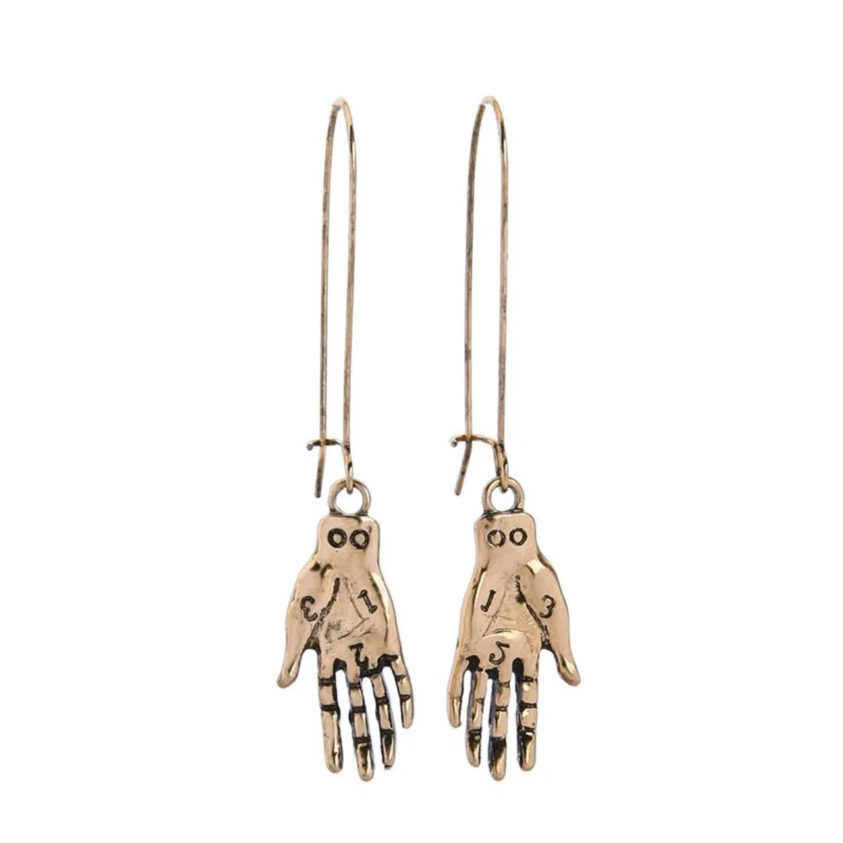 Punk Style Golden Hands Ear Hook Style Drop Earrings