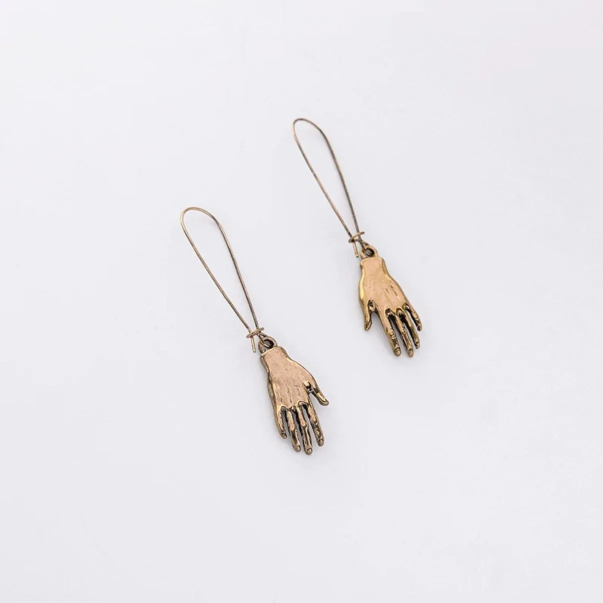 Punk Style Golden Hands Ear Hook Style Drop Earrings