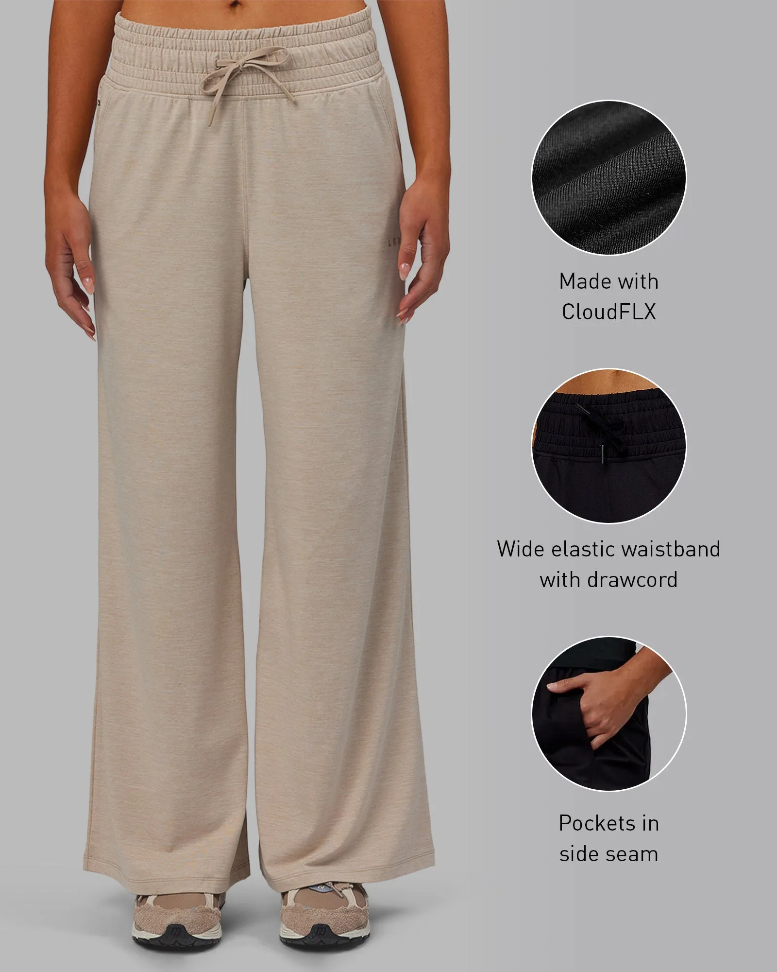 Restore CloudFLX Wide Leg Pants - Oatmeal Marl