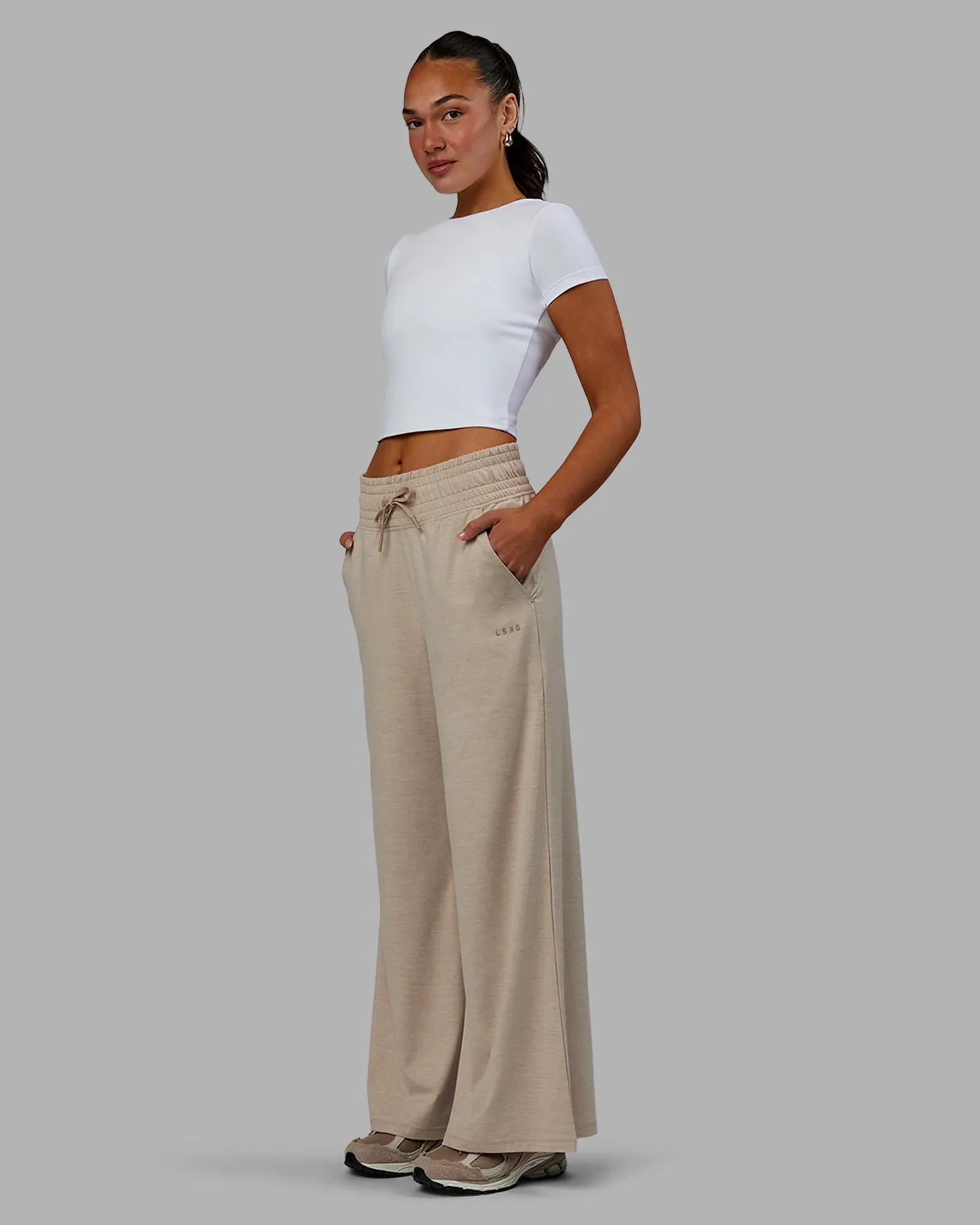 Restore CloudFLX Wide Leg Pants - Oatmeal Marl