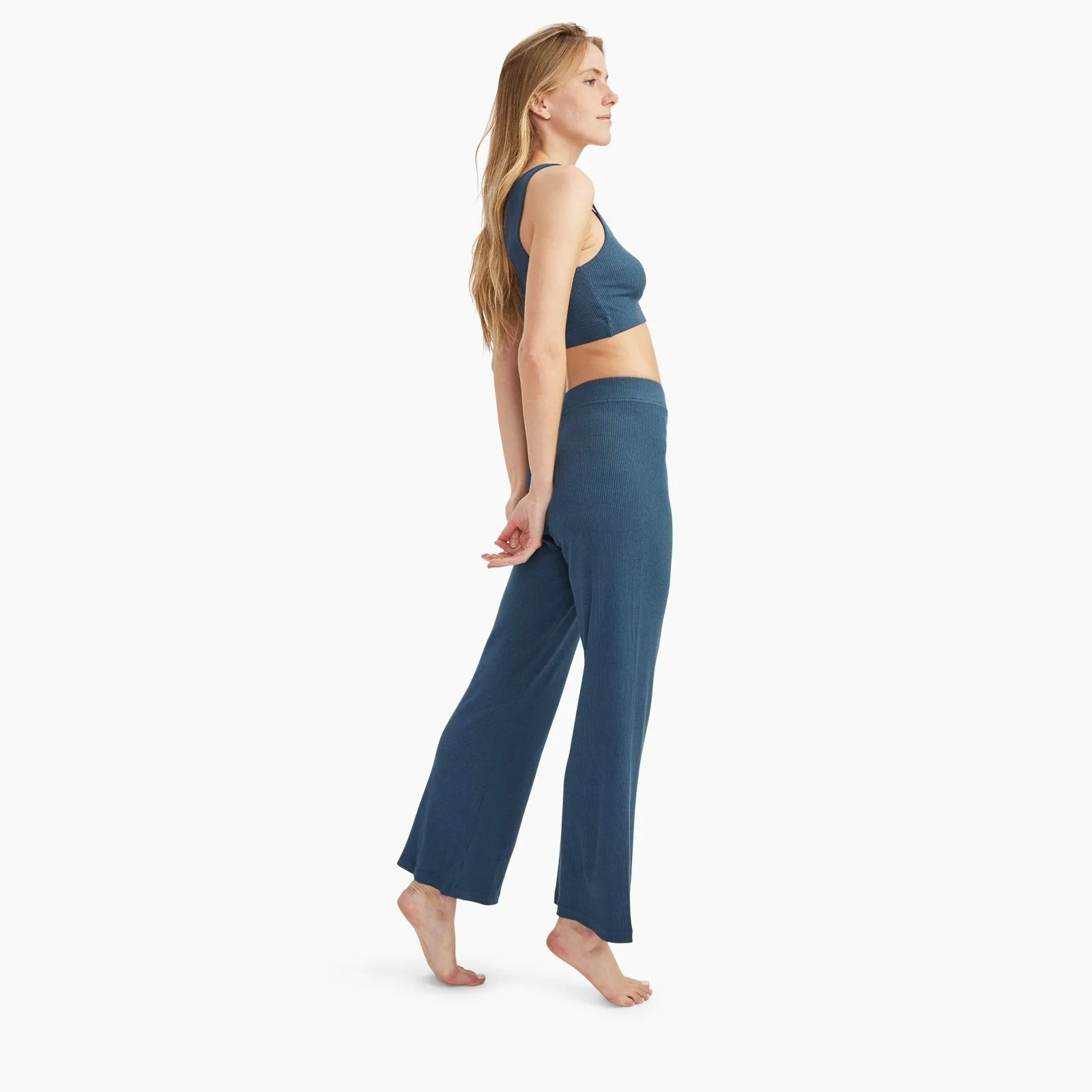 Ribbed Lightweight Wide Leg Pants