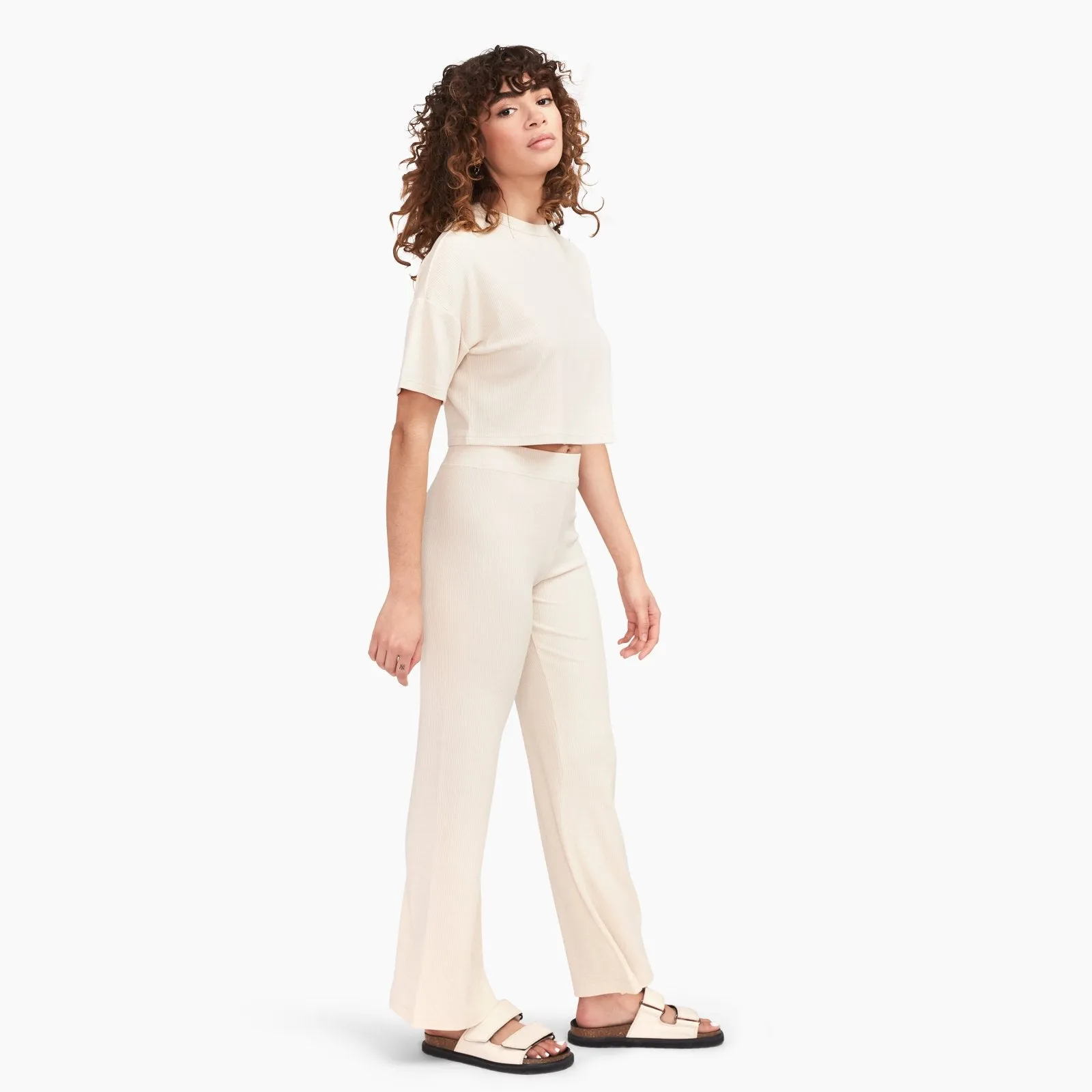 Ribbed Lightweight Wide Leg Pants