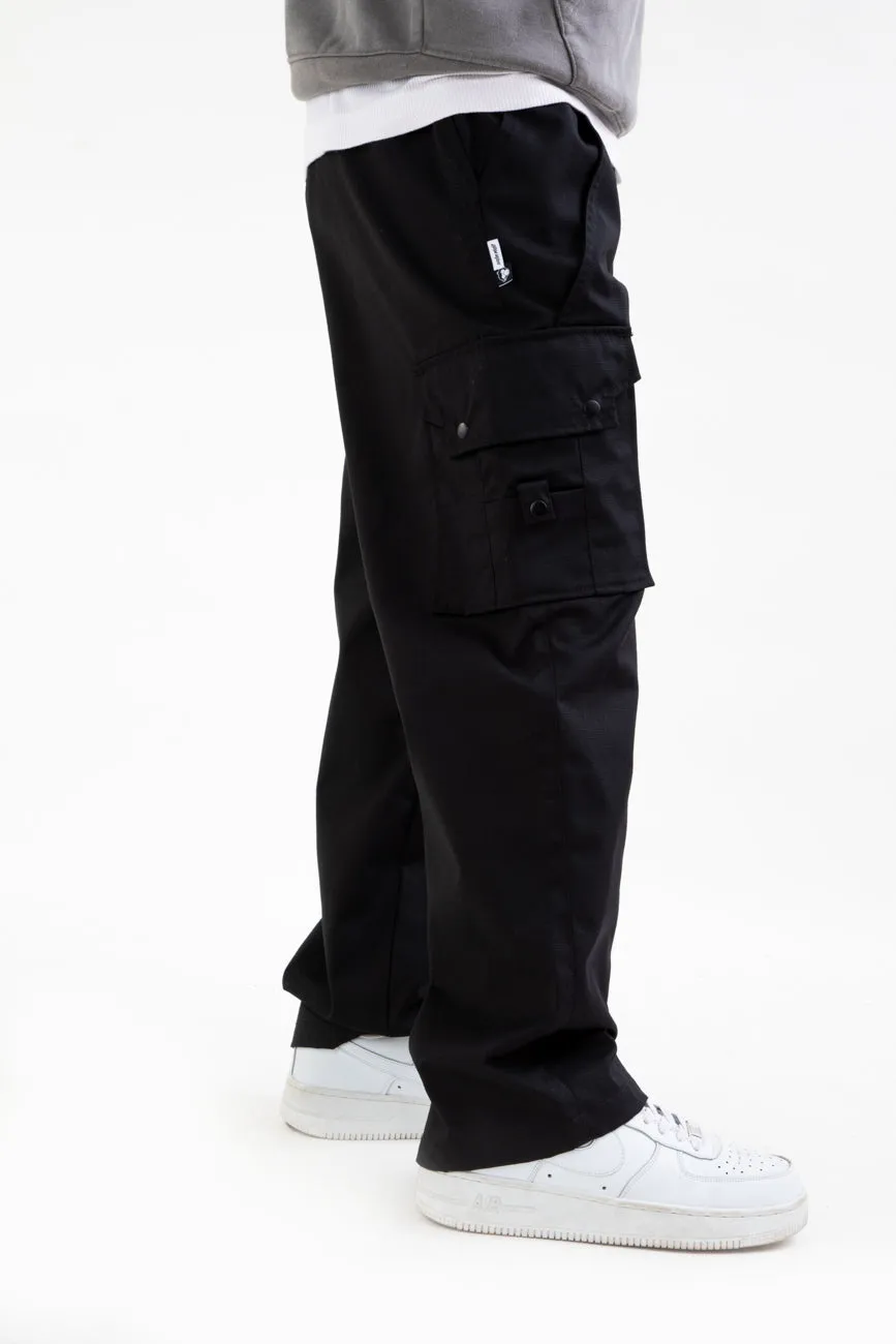 Ripstop Wide Leg Cargo Pants // Black