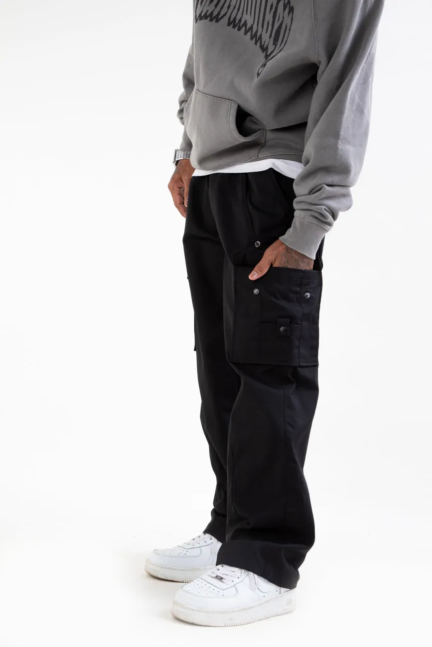 Ripstop Wide Leg Cargo Pants // Black