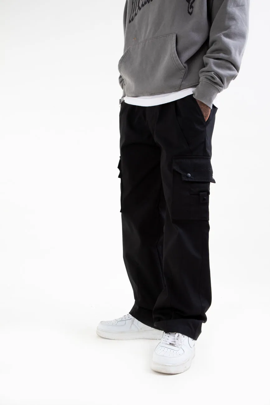 Ripstop Wide Leg Cargo Pants // Black