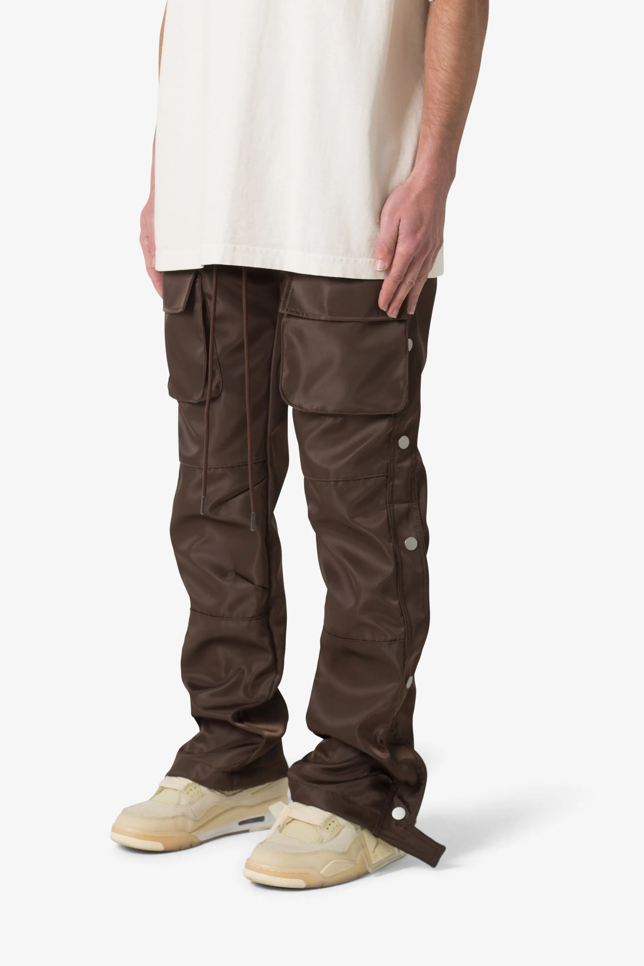 Snap Front Cargo Pants - Brown