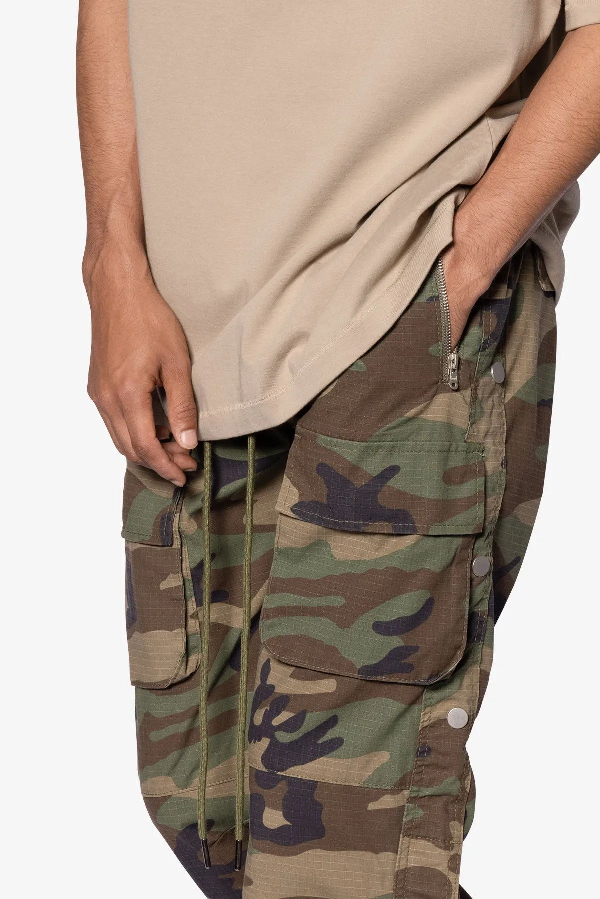 Snap Front Cargo Pants - Camo