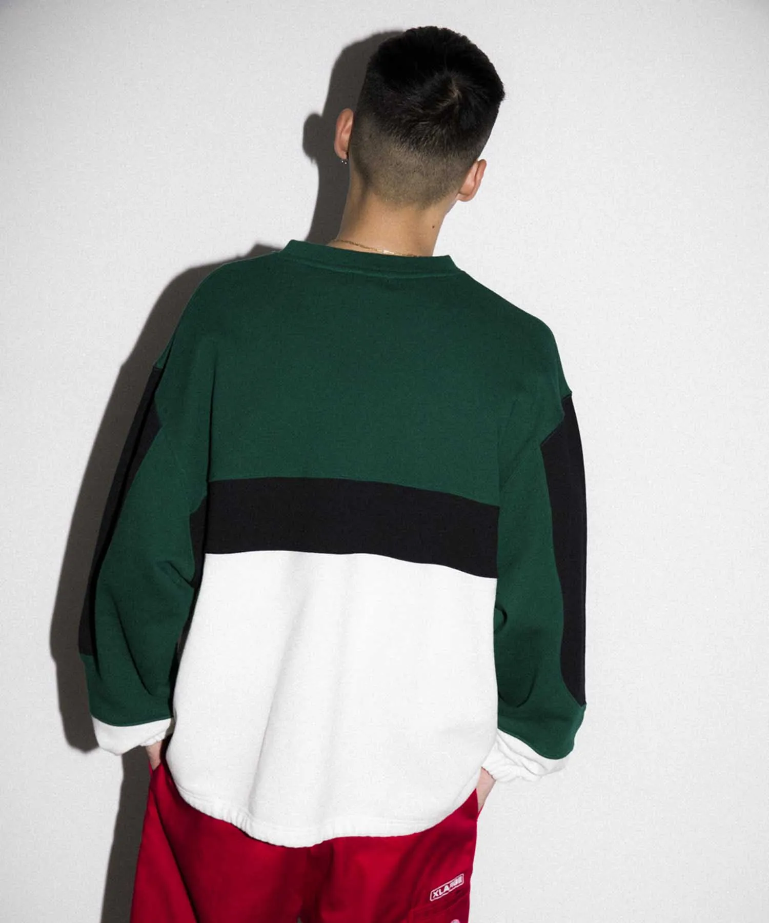 SPORTS LOGO PANELED CREWNECK SWEAT