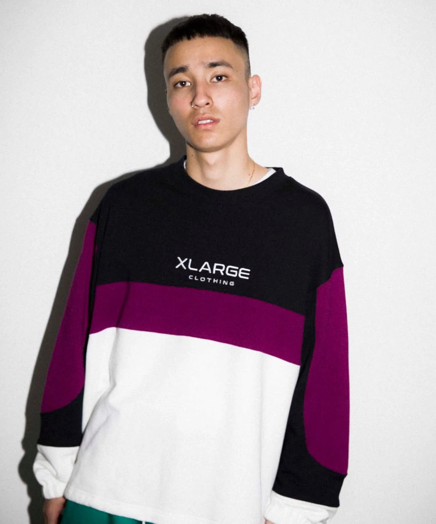 SPORTS LOGO PANELED CREWNECK SWEAT