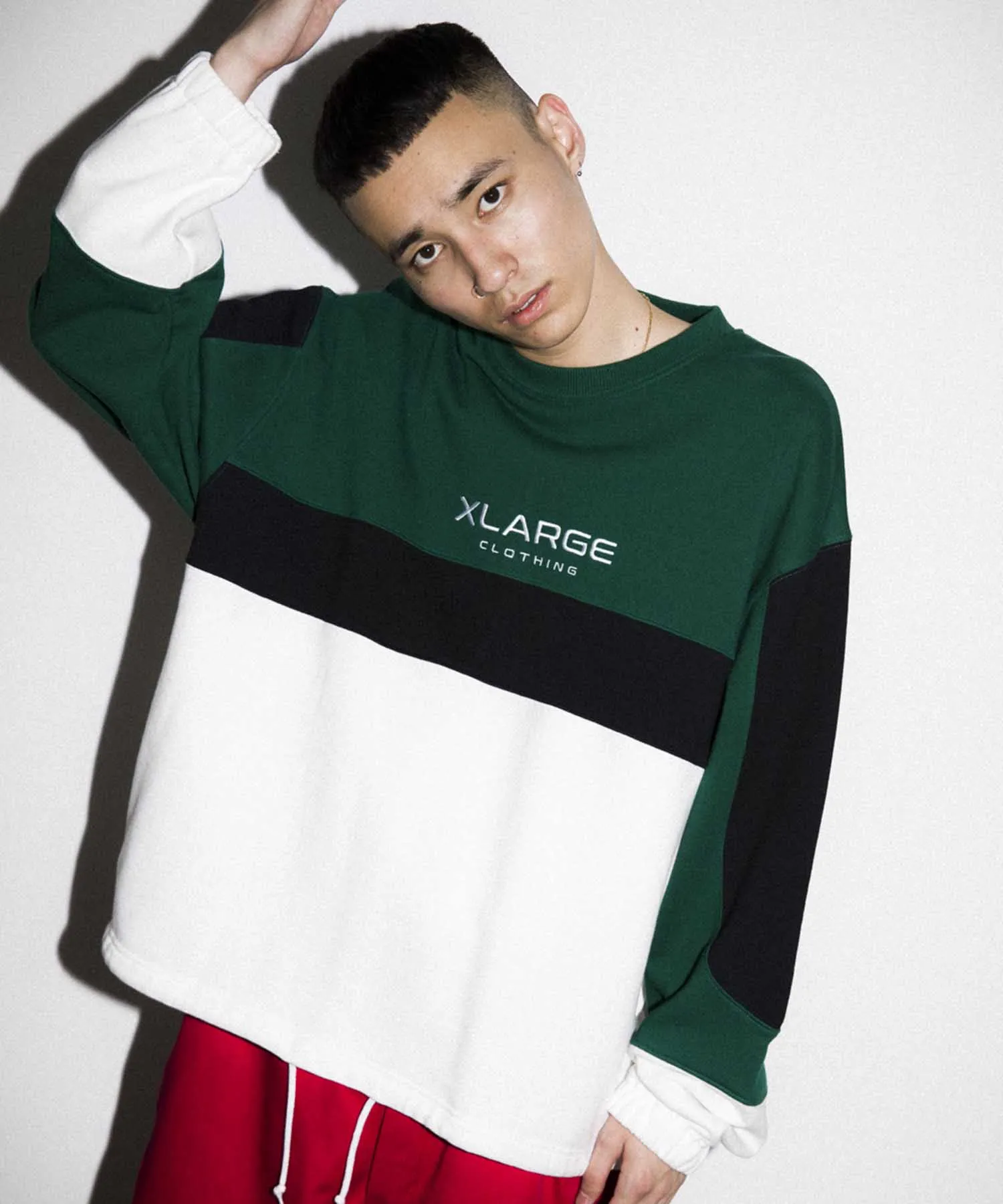 SPORTS LOGO PANELED CREWNECK SWEAT