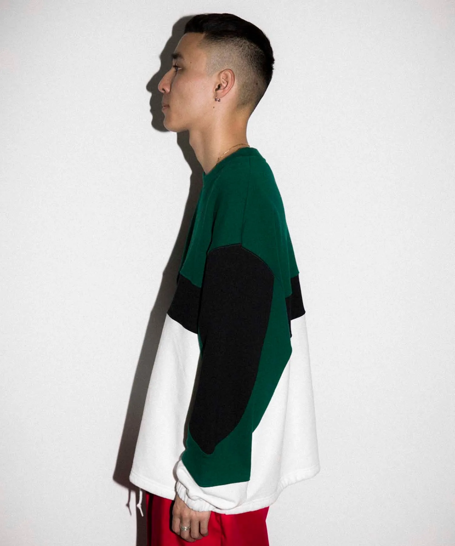 SPORTS LOGO PANELED CREWNECK SWEAT