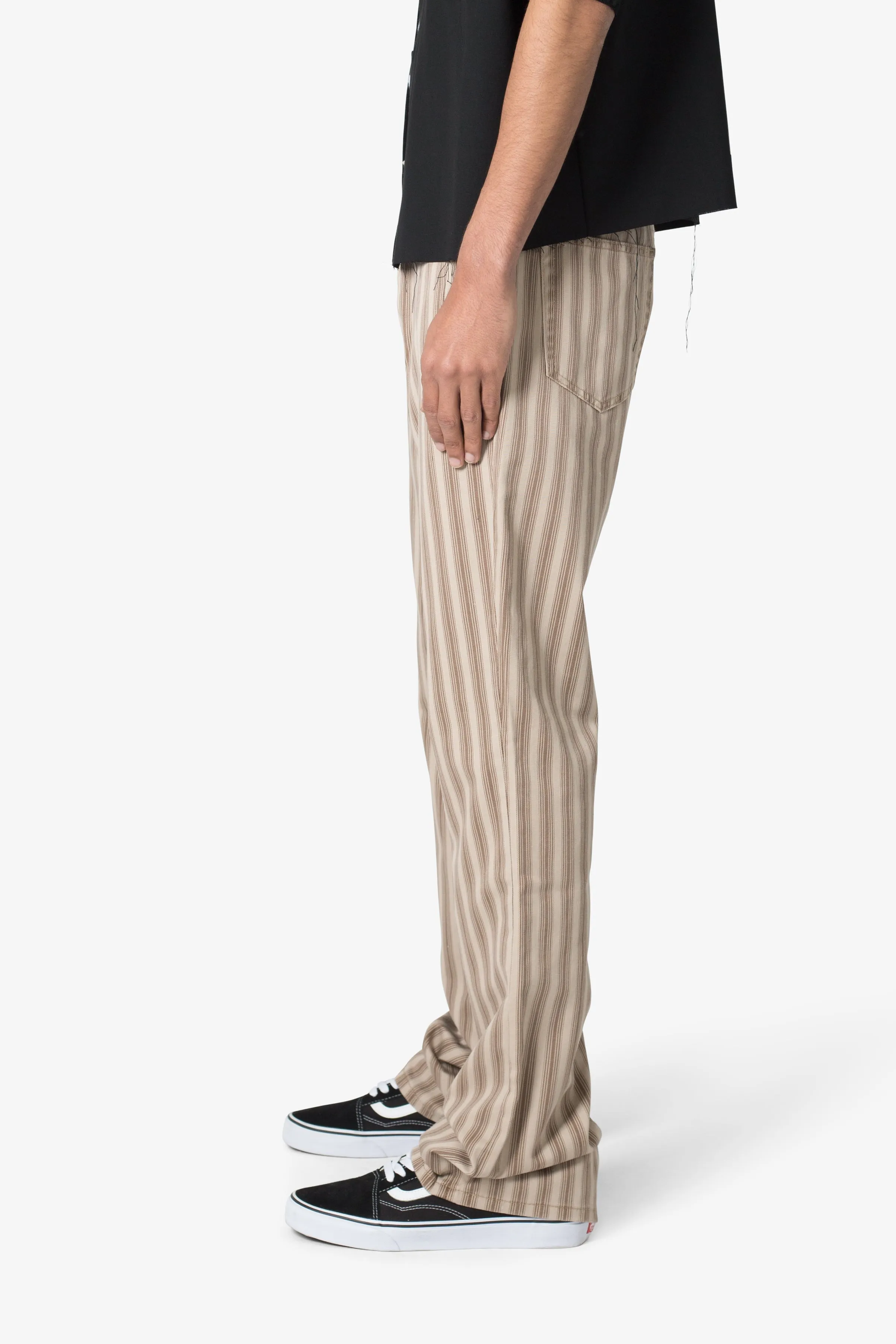 Striped Flare Pants - Brown