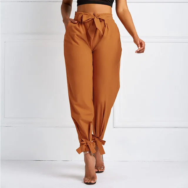 Summer Waist Belt Bowtie Harem Pants