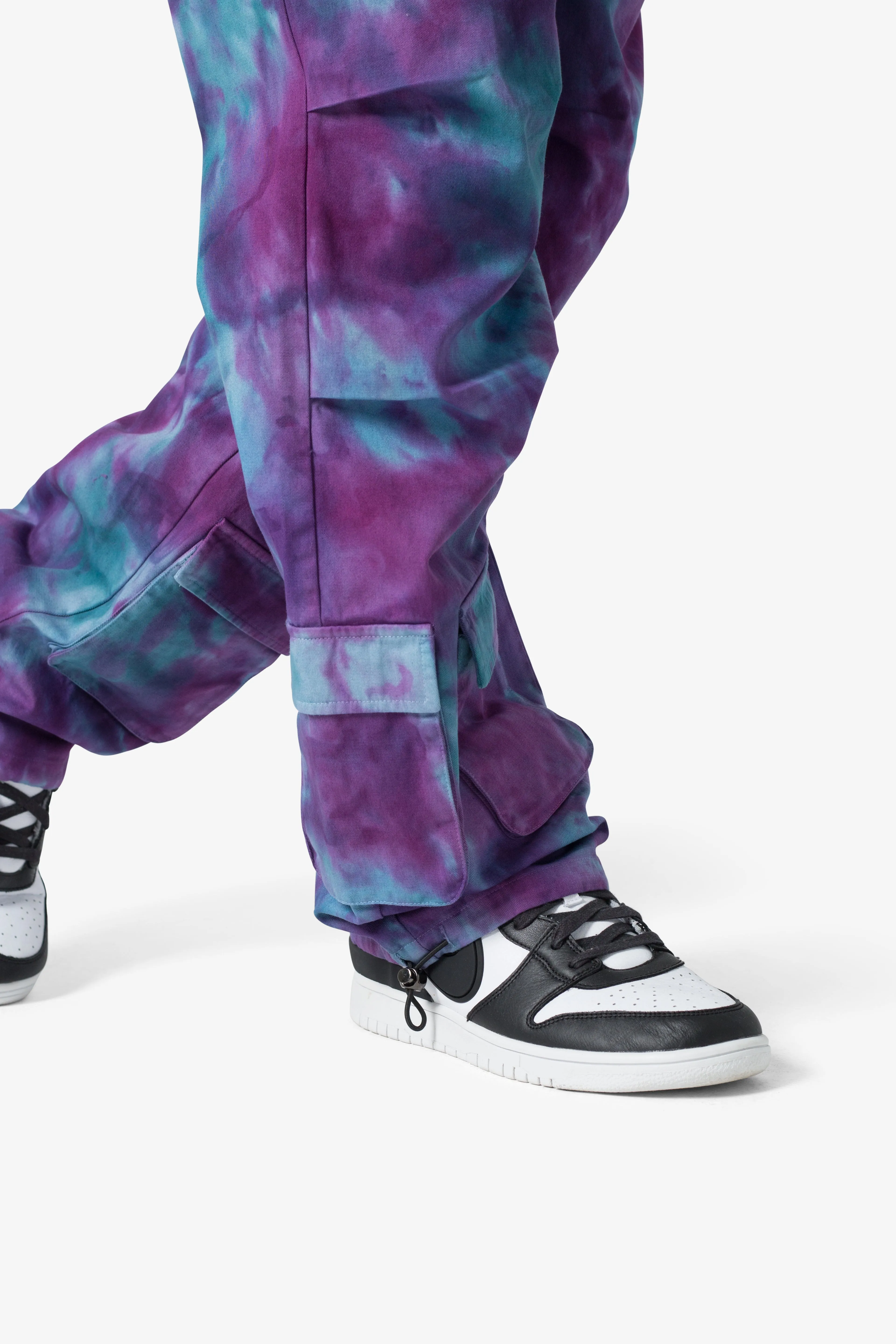 Tie Dyed Cargo Pants - Purple/Pink