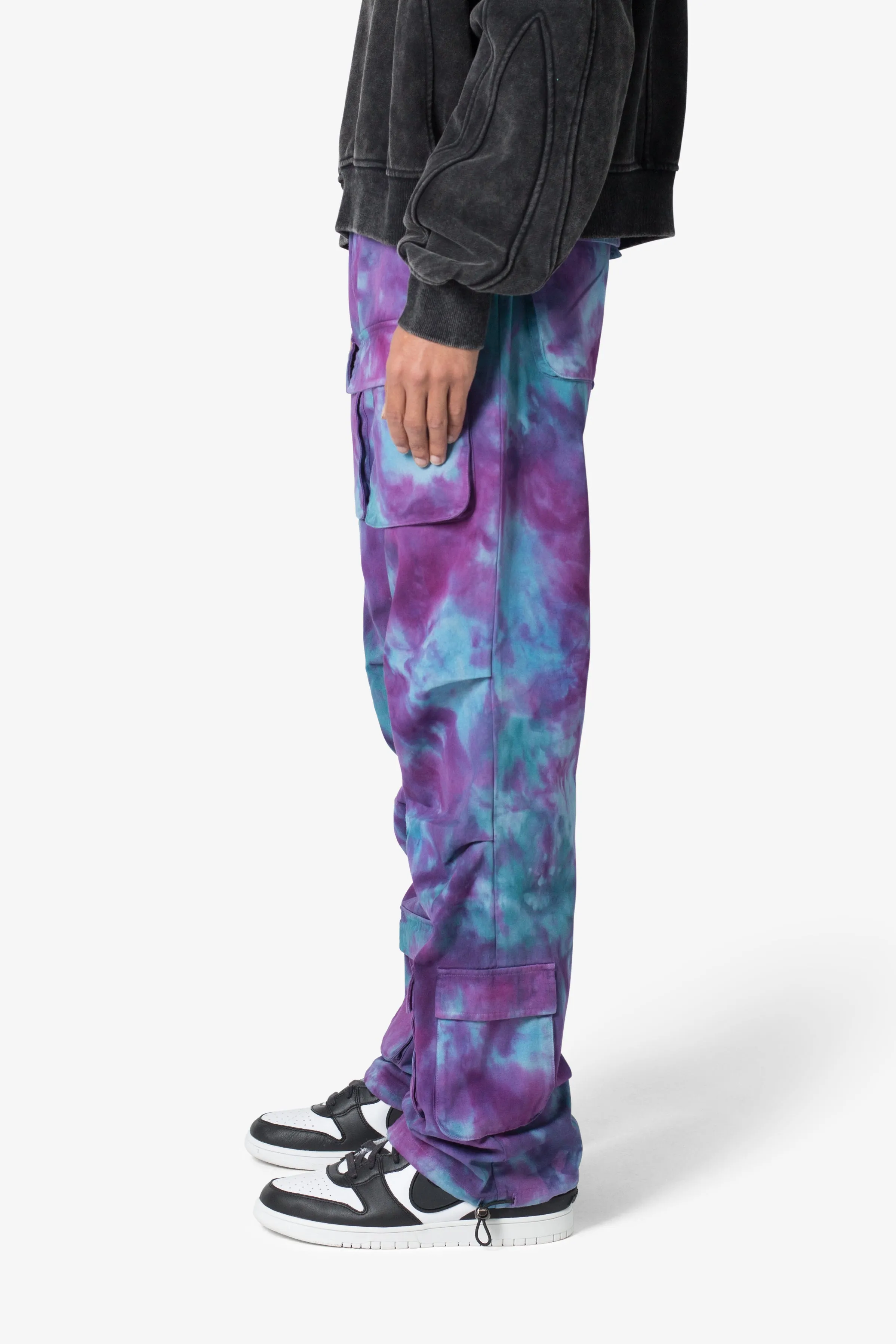 Tie Dyed Cargo Pants - Purple/Pink