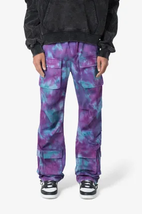 Tie Dyed Cargo Pants - Purple/Pink