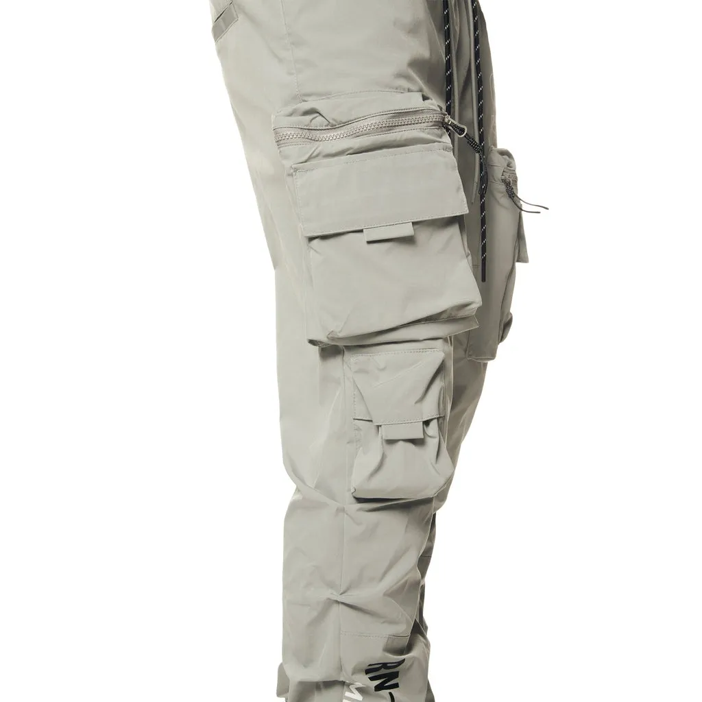 Utility Cargo Stacked Windbreaker Pants - Light Grey