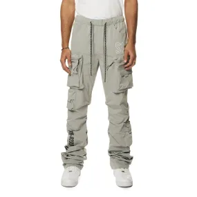 Utility Cargo Stacked Windbreaker Pants - Light Grey