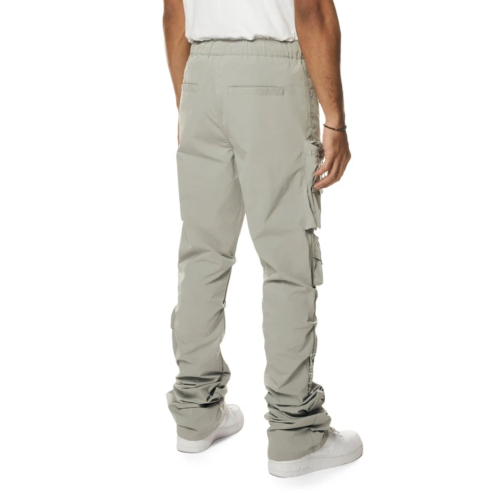 Utility Cargo Stacked Windbreaker Pants - Light Grey