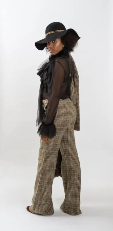 Vintage Plaid Wide Leg Pants