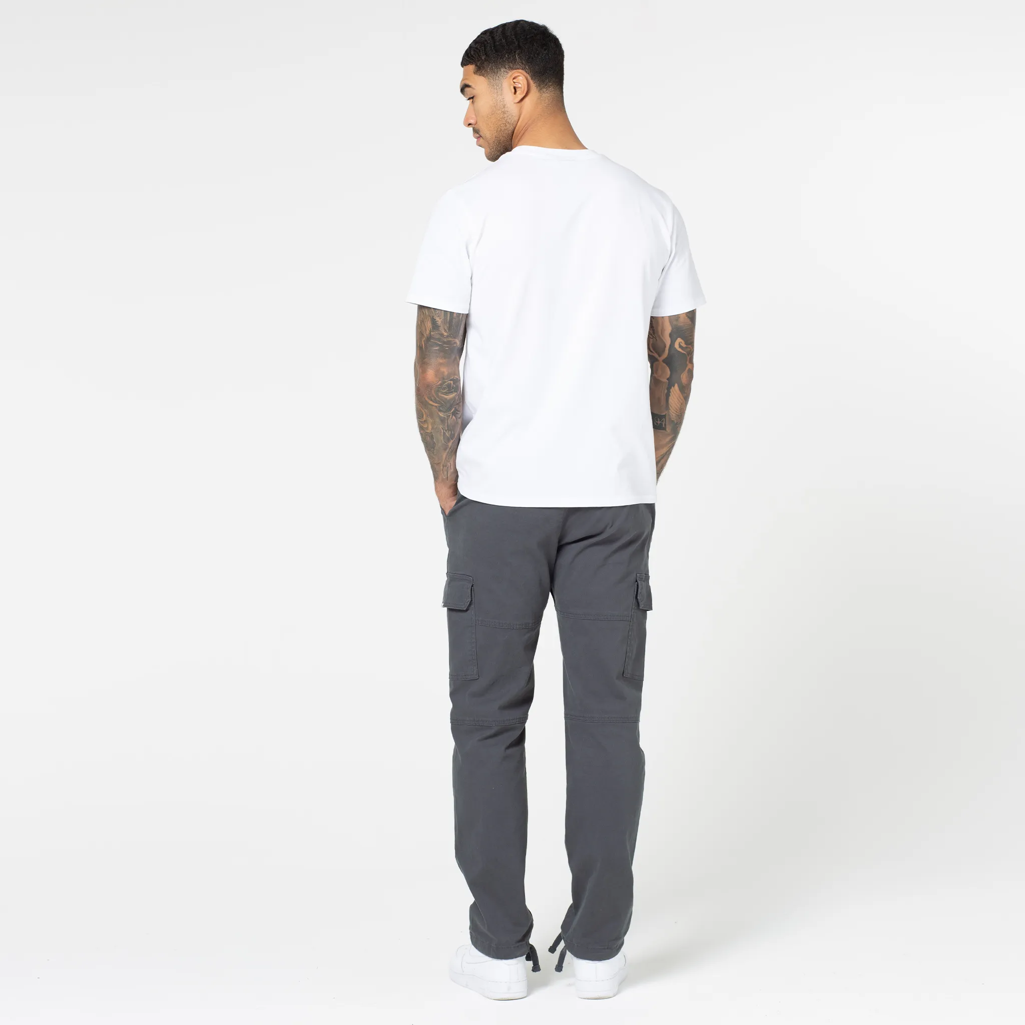 Washed Open Hem Cargo Pants | Charcoal