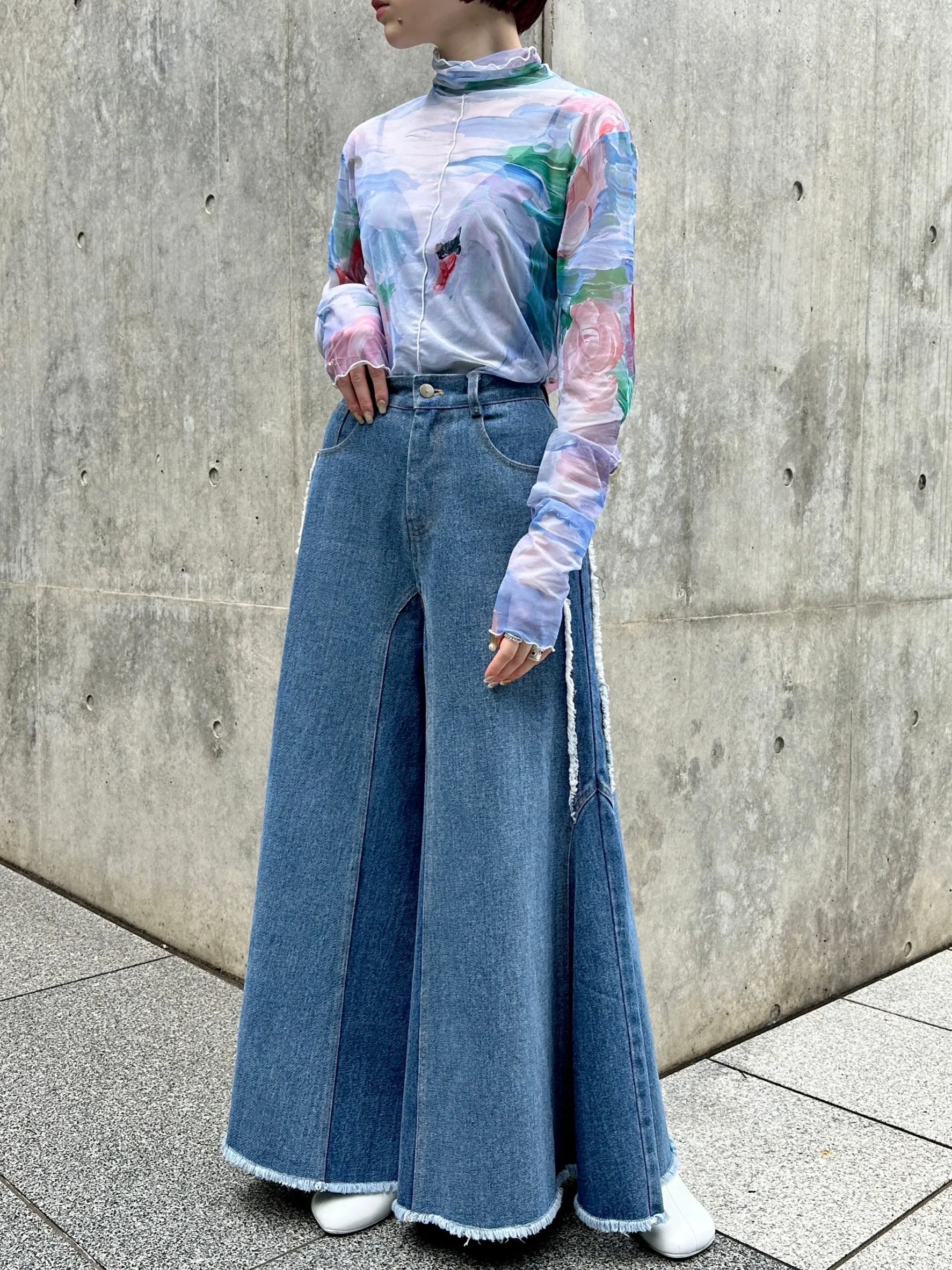 Wide flare denim pants