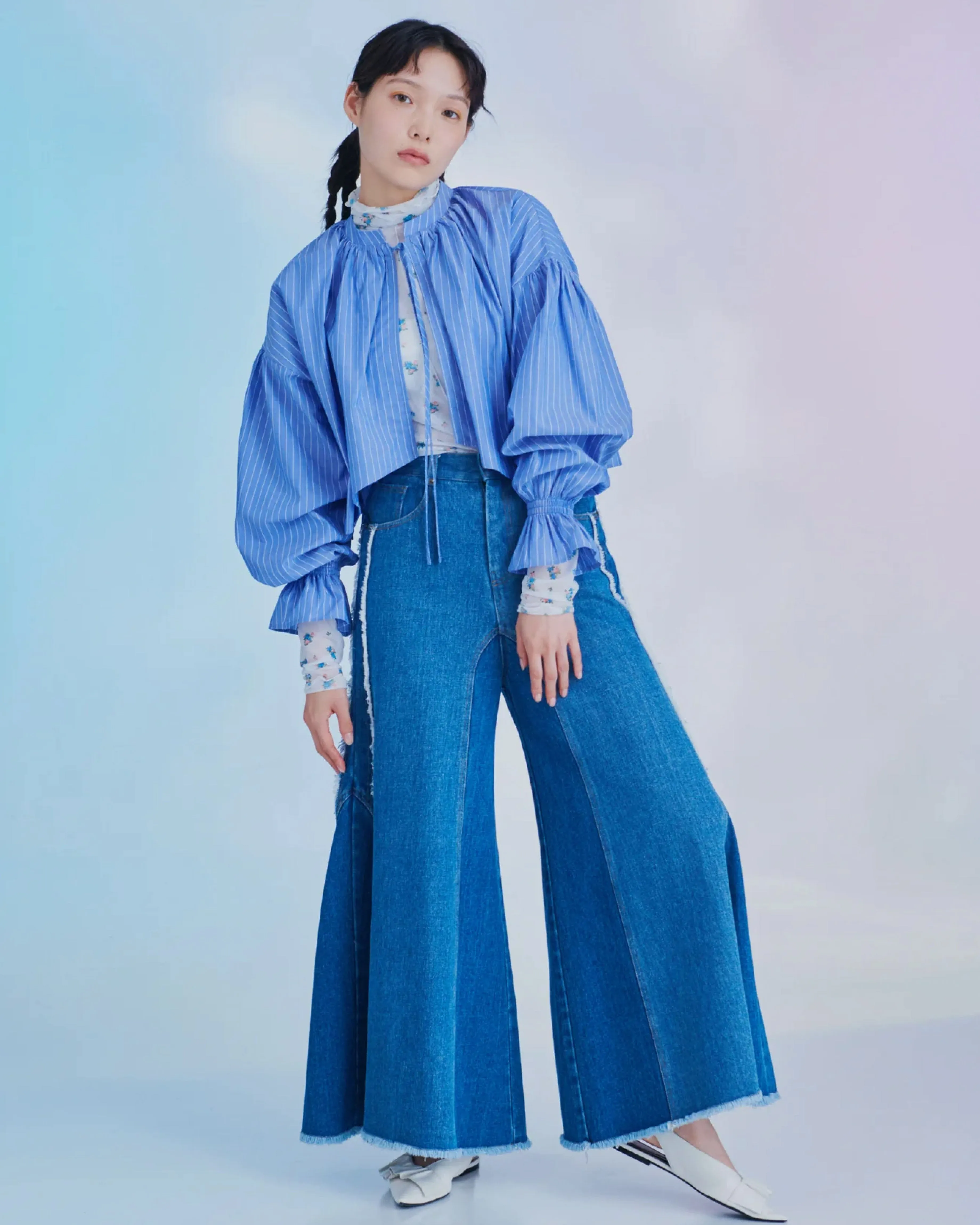 Wide flare denim pants