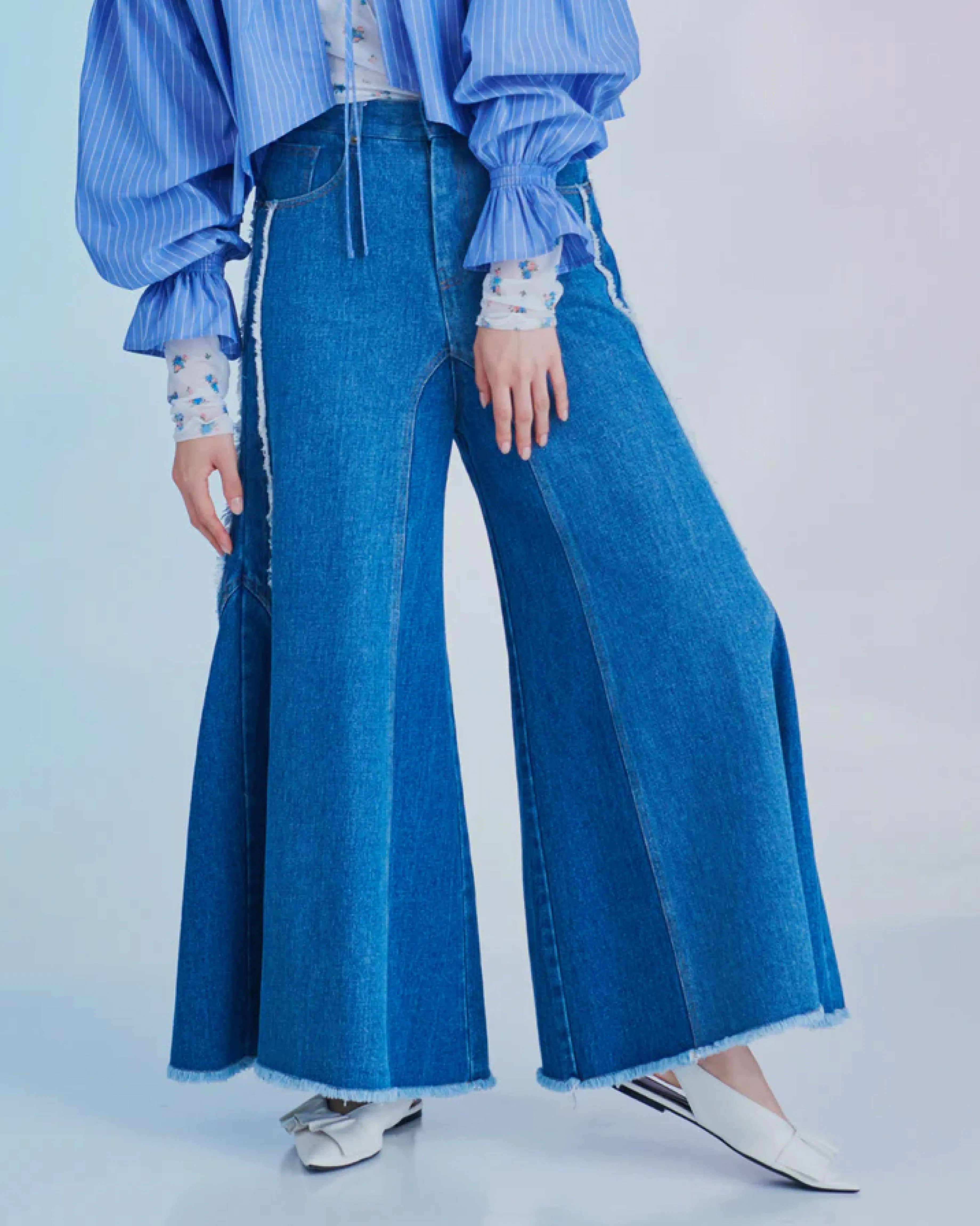 Wide flare denim pants