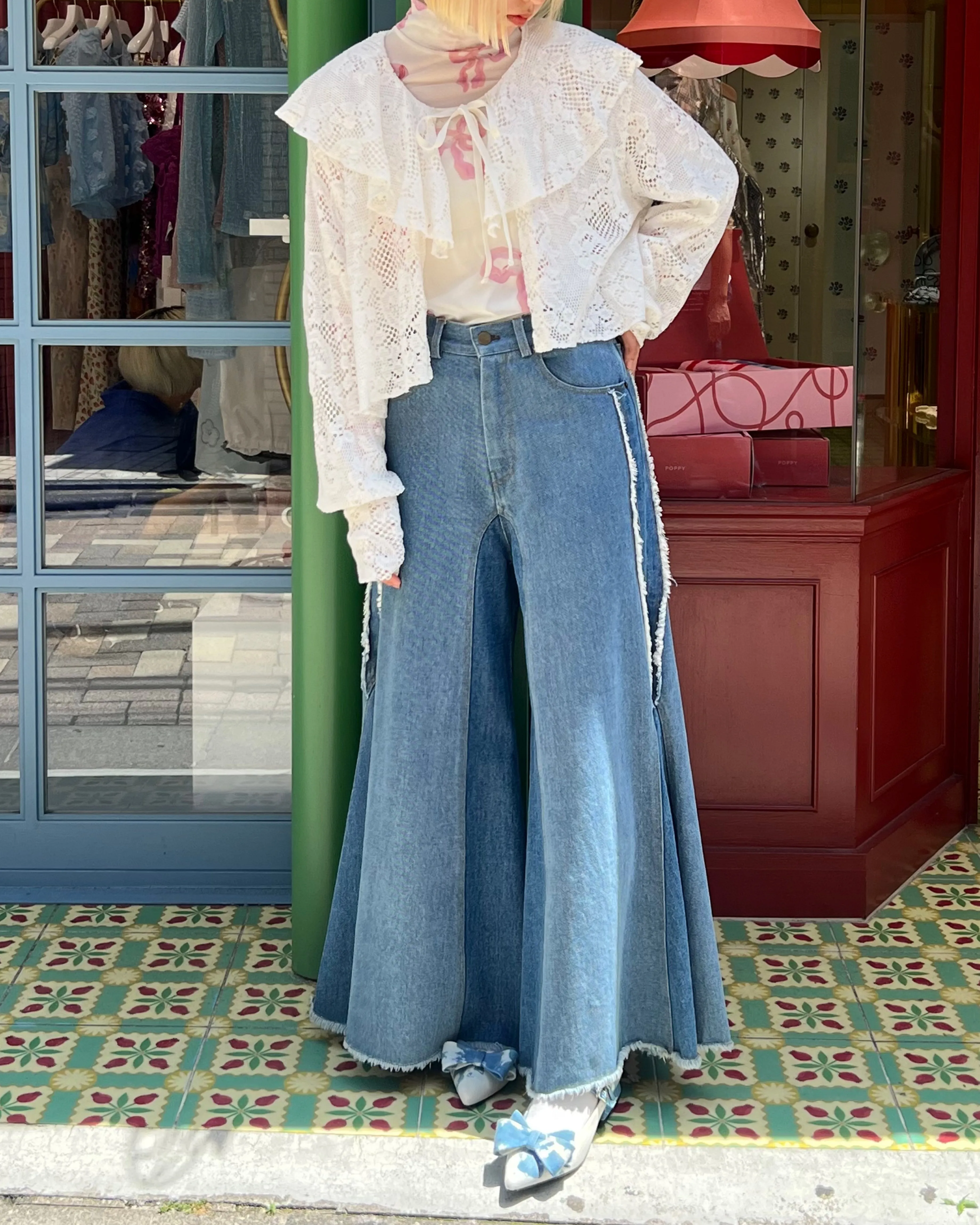 Wide flare denim pants