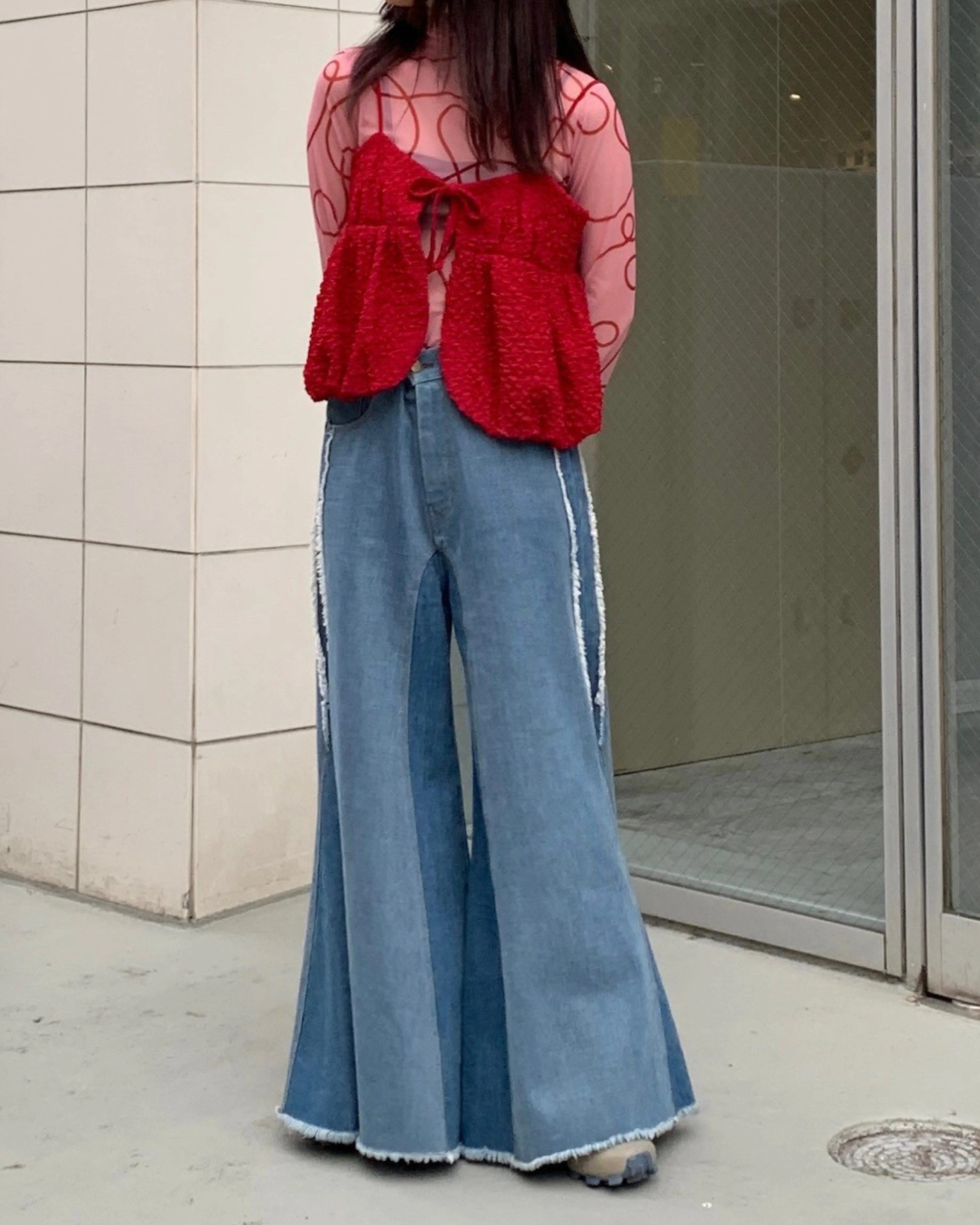 Wide flare denim pants