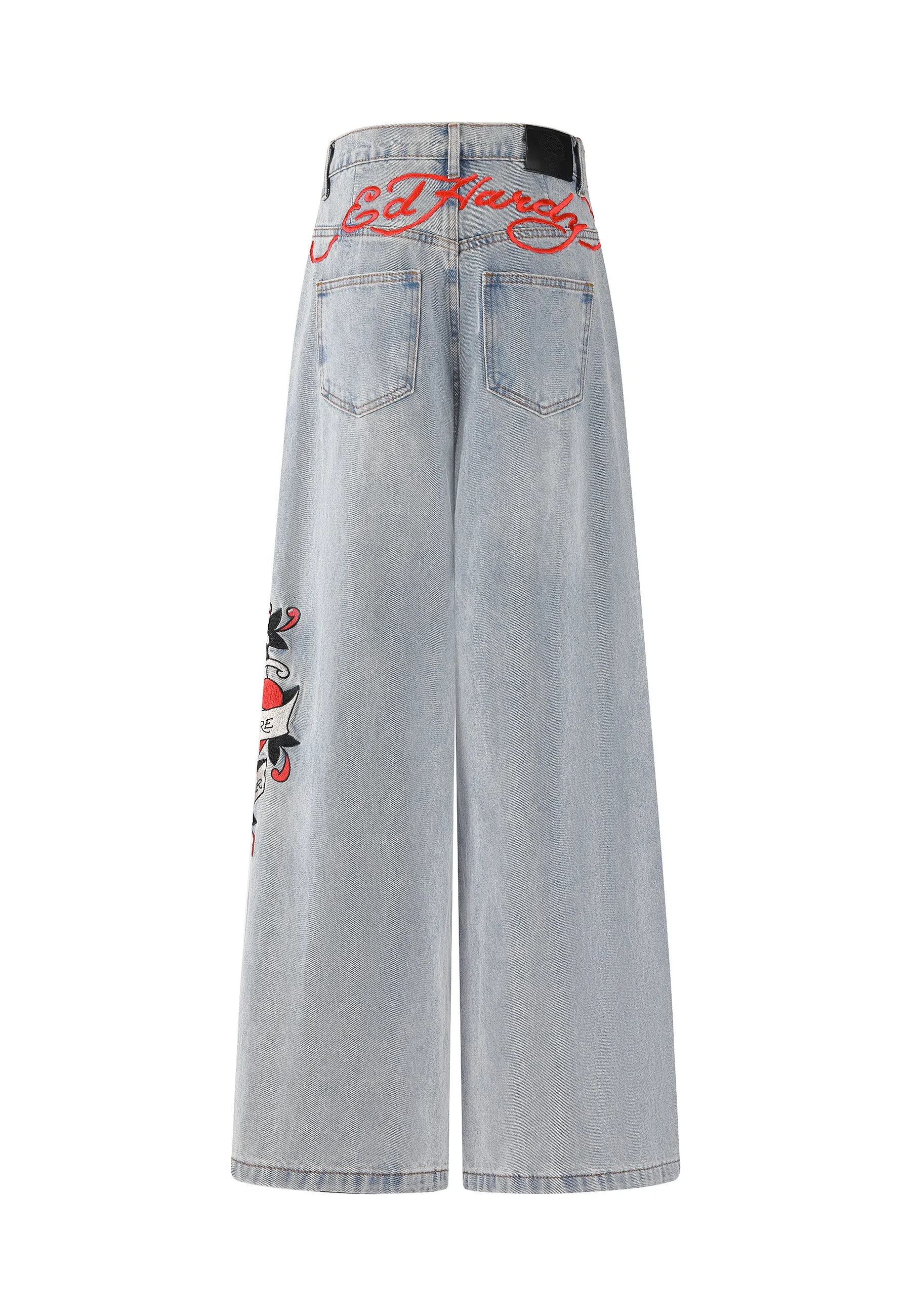 Womens Death Before Dishonour Xtra Oversized Denim Trousers Jeans - Blue