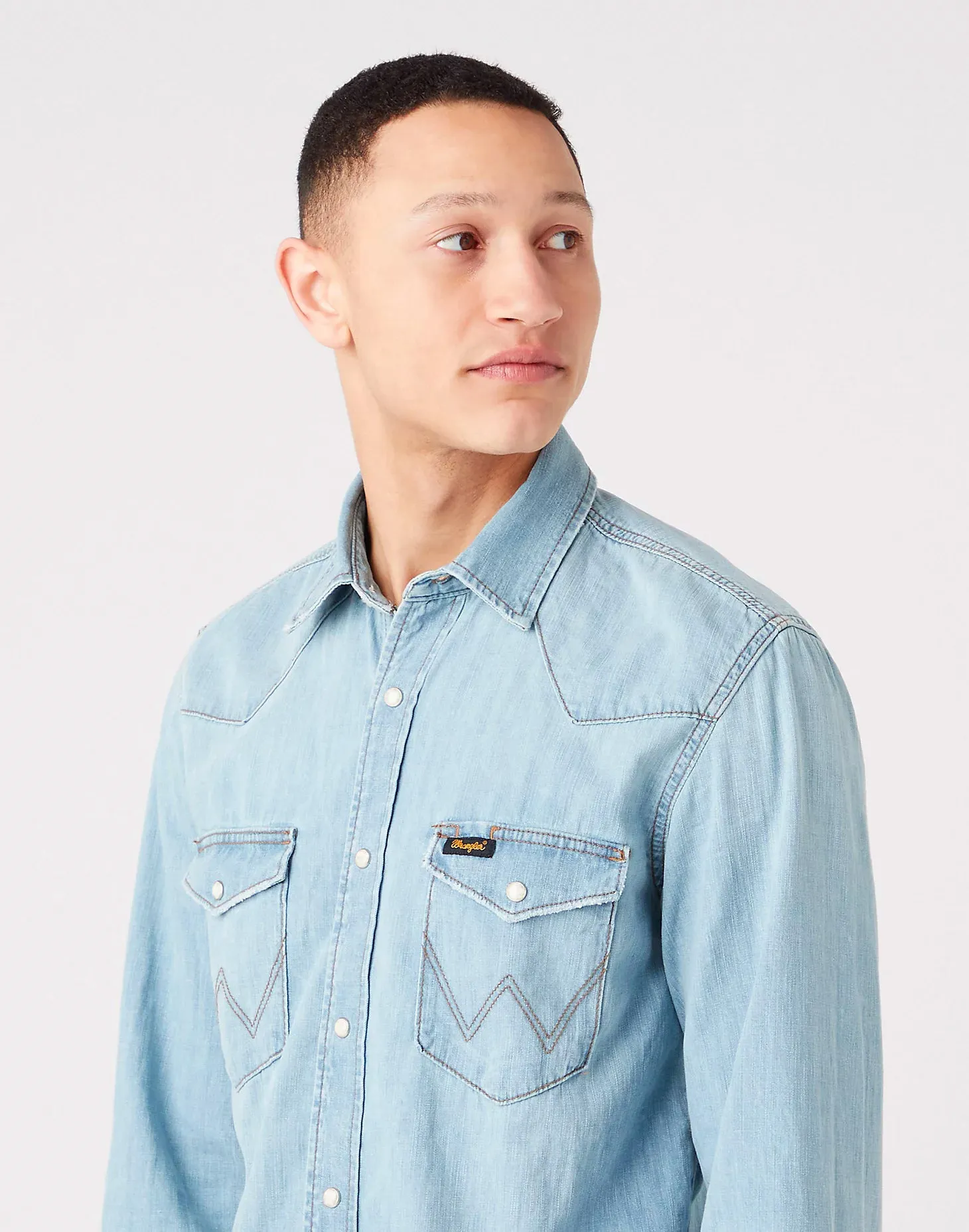 Wrangler Mens Heritage Western Denim Shirt