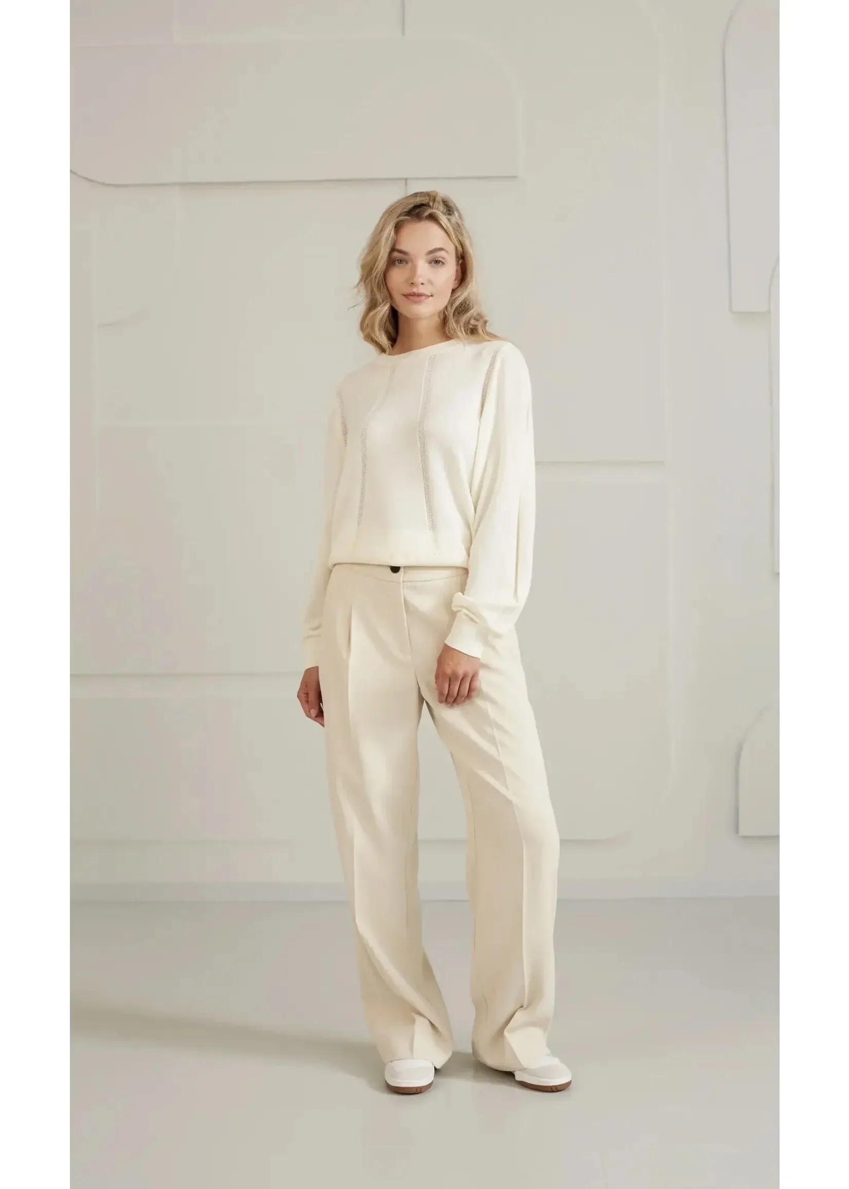 YAYA Woven Sum Sand Wide Leg Trousers W Pleat